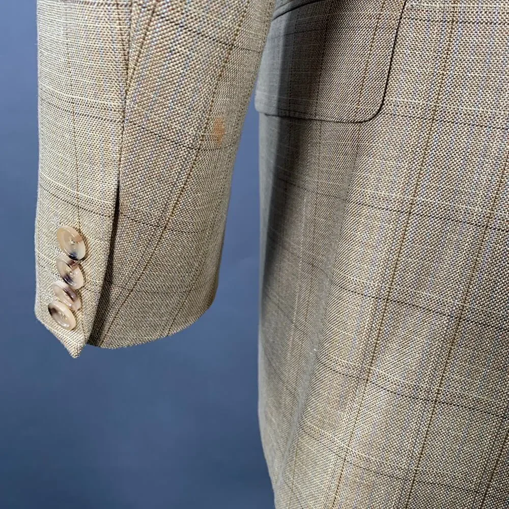 PAL ZILERI Size 38 Regular Beige Grey Brown Window Pane Sport Coat